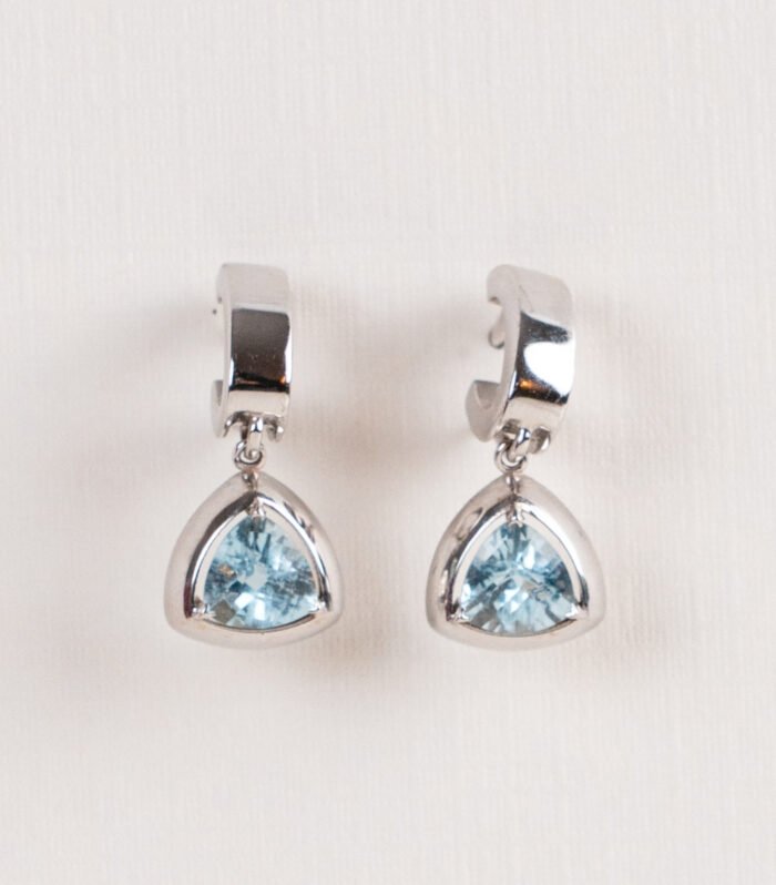 Pendientes Triángulos Aguamarinas